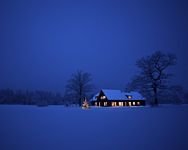 pic for Lonely House Winter Landscape And Christmas Tree 1600x1280
